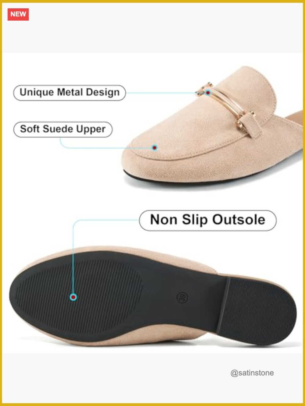 Comfortable Round Toe Slip On Mules with Buckle Detail Dressy Business Loafers - Picture 4 of 7